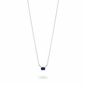 RYAN GEMS INC (R)14KW .70SAP .05DIA DIAMOND CUT CHAIN WITH BAGUETTE DIAMONDS AND RECTANGLE SAPPHIRE