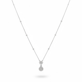 RYAN GEMS INC (Y)14KW .82DIA SNOWFLAKE INSPIRED DIAMOND PENDANT WITH BEVEL SET DIAMONDS ON DIAMOND CUT CHAIN