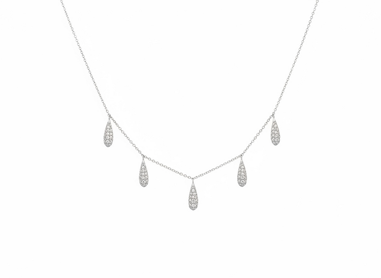 RYAN GEMS INC (Y)14KW .83DIA DROPLETS OF PAVE DIAMONDS ON A DIAMOND CUT CHAIN