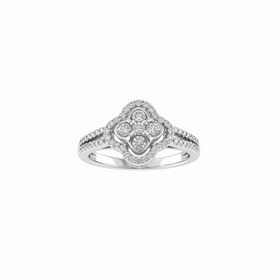RYAN GEMS INC (Y)14KW .48DIA CLOVER STYLE CENTER DIAMONDS WITH SPLIT SHANK BAND