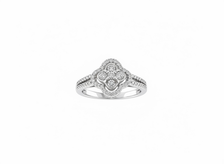 RYAN GEMS INC (Y)14KW .48DIA CLOVER STYLE CENTER DIAMONDS WITH SPLIT SHANK BAND