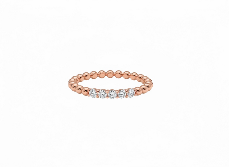 RYAN GEMS INC (Y)14KR .12DIA BEADED ROSE GOLD RING WITH 5 DIAMONDS