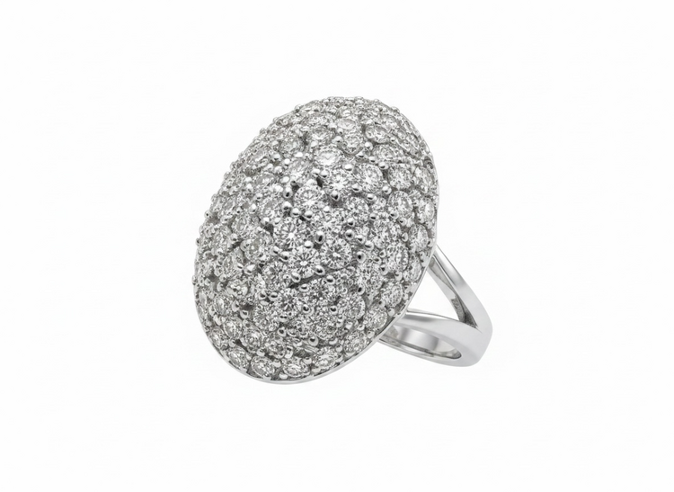 RYAN GEMS INC (R)14KW 2.17DIA OVAL DIAMOND CLUSTER WITH SPLIT SHANK RING