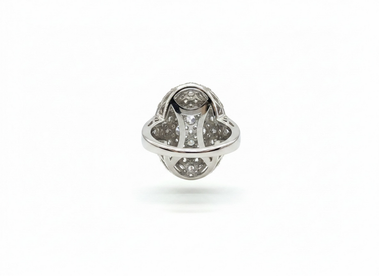 RYAN GEMS INC (R)14KW 2.17DIA OVAL DIAMOND CLUSTER WITH SPLIT SHANK RING