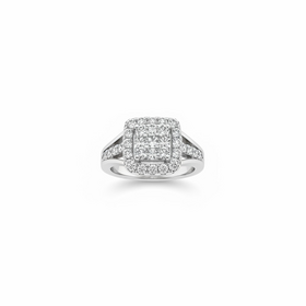 RYAN GEMS INC (R)14KW .91DIA SQUARE CLUSTER RING WITH SPLIT SHANK