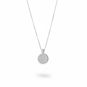 RYAN GEMS INC (R)14KW .48DIA CONCAVE CIRCULAR PENDANT ENCRUSTED WITH DIAMONDS