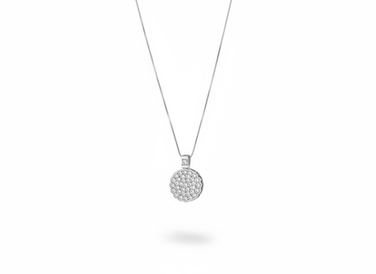 RYAN GEMS INC (R)14KW .48DIA CONCAVE CIRCULAR PENDANT ENCRUSTED WITH DIAMONDS