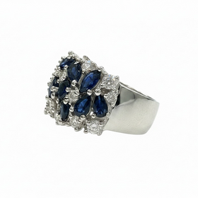 RYAN GEMS INC (Y)14KW 3.20CTW SAPH .87CTW NATURAL DIAMOND & BLUE SAPPHIRE MULTI STONE MULTI SHAPE WIDE WHITE GOLD BAND
