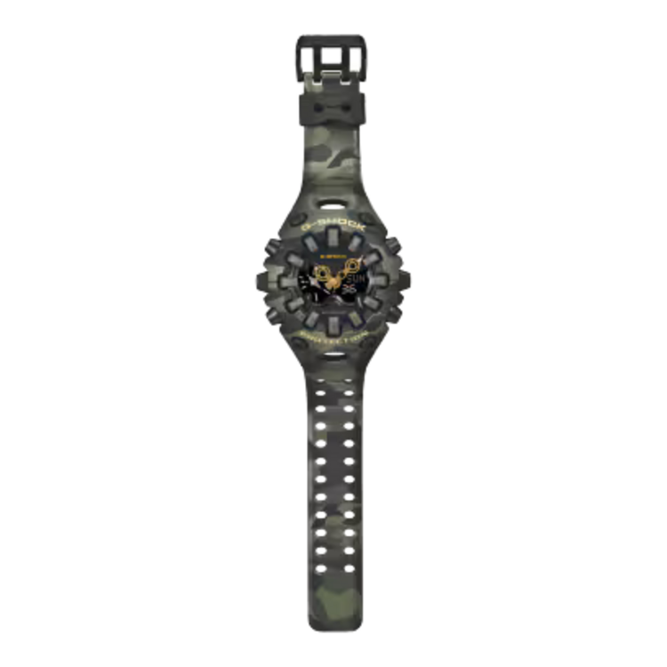 G-SHOCK G-SHOCK GAV01CMG-3A, Case size (L× W× H) icon-question for Case size (L× W× H) 49.1 × 58.2 × 19.6 mm Weight 74 g Case and bezel material Resin Band Resin Band Construction Shock Resistant Water resistance 200-meter water resistance