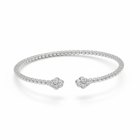 (Y)925 LG 0.55CTW LAB GROWN DIAMONDS ON FLEXI BEADED SILVER CUFF