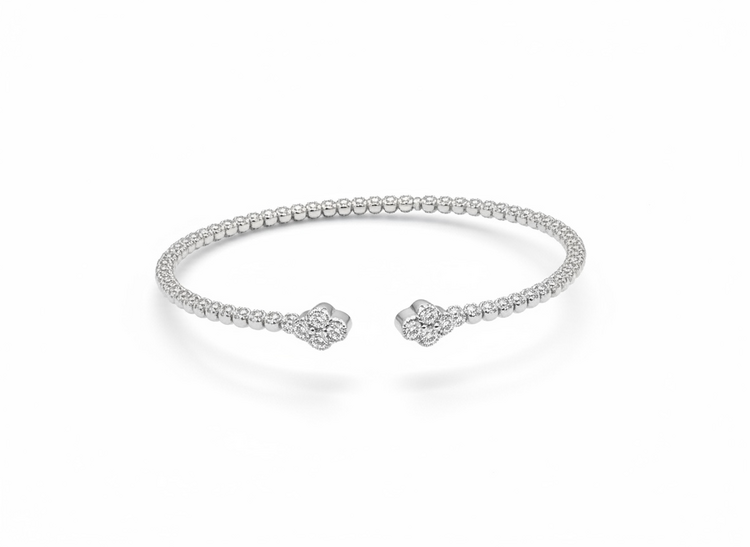 (Y)925 LG 0.55CTW LAB GROWN DIAMONDS ON FLEXI BEADED SILVER CUFF