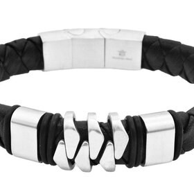 BLACKJACK (Y)BJ STEEL & LEATHER MENS BRACELET