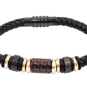 BLACKJACK (Y)BJ CARB FIB & STEEL LEATHER MENS BRACELET