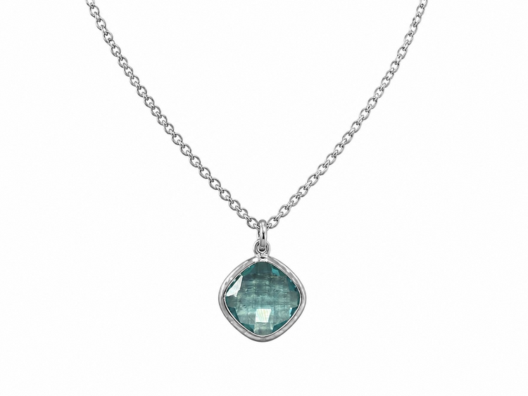STEPHEN ESTELLE (R)925 BLUE TPZ STERLING SILVER NECKLACE WITH BEZEL SET BLUE TOPAZ