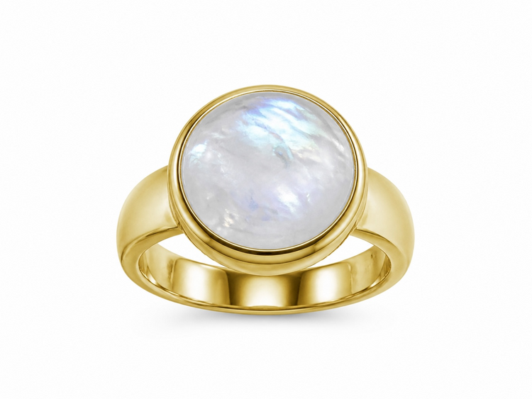 STEPHEN ESTELLE (Y)925 14K RAIN MOON VERMEIL RAINBOW MOONSTONE RING