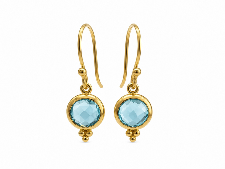 STEPHEN ESTELLE (Y)925 BLU TPZ 14K VERMEIL HANGING FRENCH HOOK EARRINGS