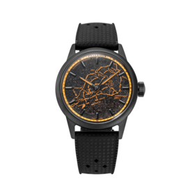 PRAESIDUS VOLC SAND IWO JIMA 80TH ANNIVERSARY OF IWO JIMA BATTLE MAP WATCH BRIGHT ORANGE AND BLACK