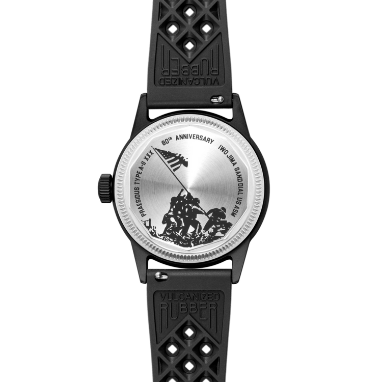 PRAESIDUS VOLC SAND IWO JIMA 80TH ANNIVERSARY OF IWO JIMA BATTLE MAP WATCH BRIGHT ORANGE AND BLACK