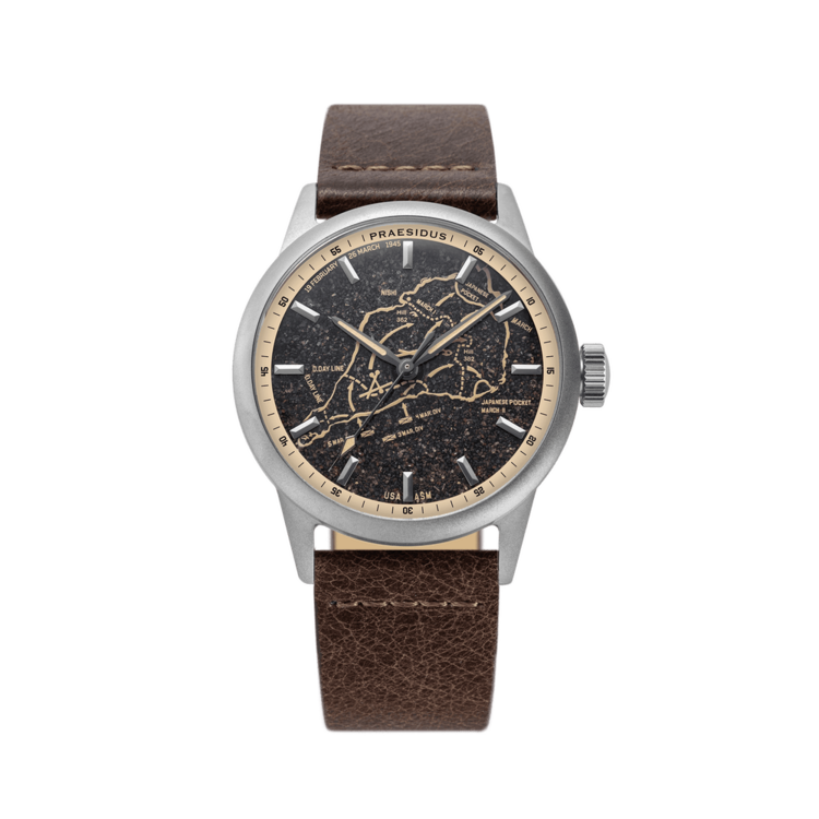 PRAESIDUS VOLC SAND IWO JIMA 80TH ANNIVERSARY OF IWO JIMA BATTLE MAP WATCH BROWN AND CREAM