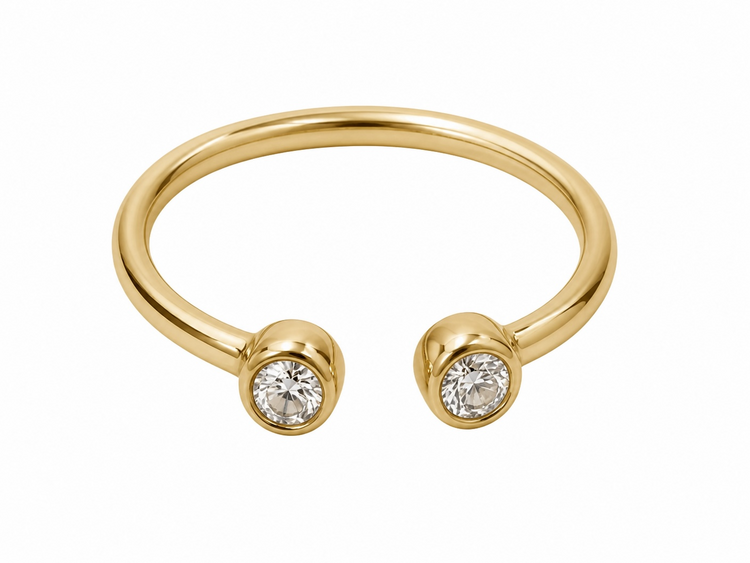 HJ NAMDAR (Y)14KY 0.20CT DIA, OPEN CENTER TWO NATURAL DIAMOND YELLOW GOLD BAND