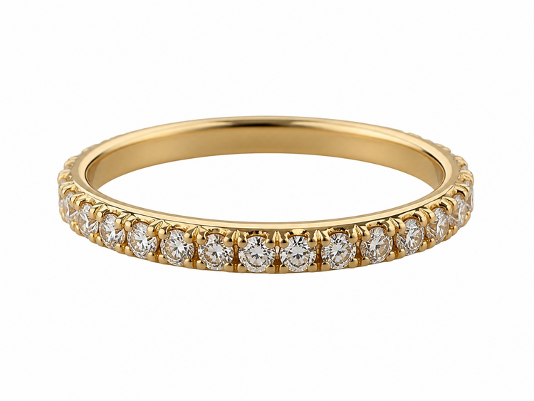 HJ NAMDAR (Y)14K 0.50CTW, 15 STONE MICRO PAVE COMFORT FIT ANNIVERSARY BAND
