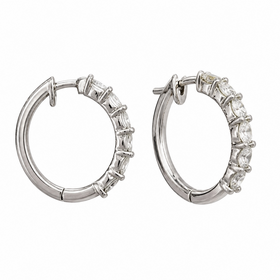 HJ NAMDAR 14KW DIA 0.66 14 ROUND DIAMONDS (G-H/SI) SET INTO 14K WHITE GOLD LOCKING HOOP EARRINGS