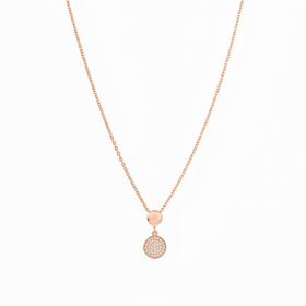 HJ NAMDAR (Y)14K 0.10CT DIAMOND ROUND PENDANT ON ROSE GOLD CHAIN WITH LOBSTER CLASP