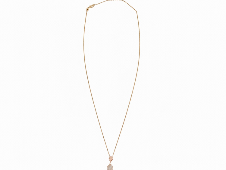 HJ NAMDAR (Y)14K 0.10CT DIAMOND ROUND PENDANT ON ROSE GOLD CHAIN WITH LOBSTER CLASP