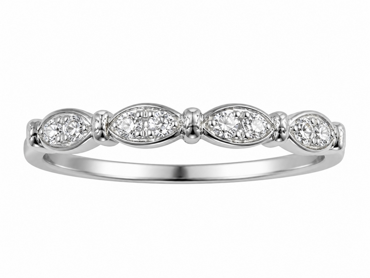 HJ NAMDAR (Y)14KW 0.15CT DIA SCALLOPED W/PRONG ROUND NATURAL DIAMOND BAND