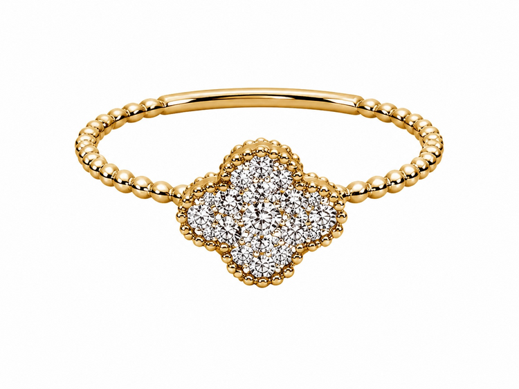 HJ NAMDAR (Y)14K 0.18CTW DIA CLOVER SHAPED DIAMOND (H/SI 0.18CTW) RING IN 14KYG