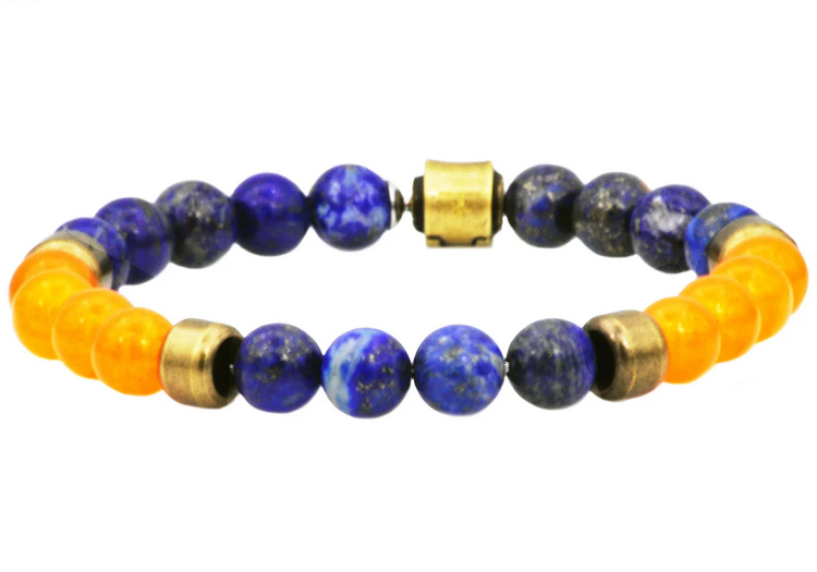 BLACKJACK (Y)BJ CARNELIAN & LAPIS LAZULI MENS BRACELET
