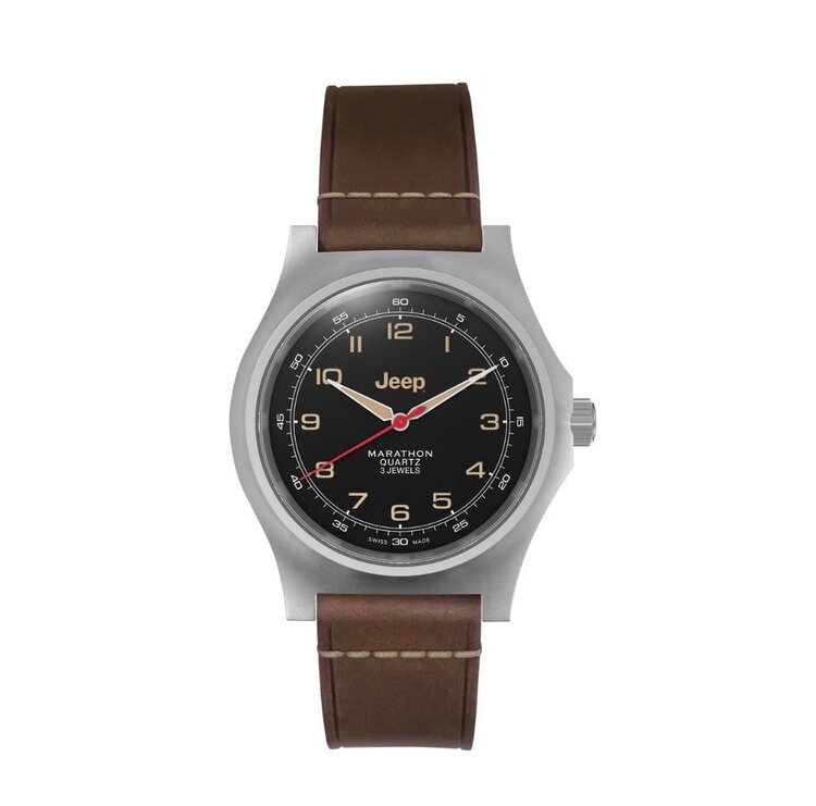 MARATHON MARATHON 41MM WILLYS SSGPQ JEEP® X MARATHON OFFICER'S QUARTZ, TYPE II, Since 1941, the Jeep brand and Marathon have shared a mutual history of authentic military supply, manufacturing some of the most reliable tools on the market for use by Allied fo