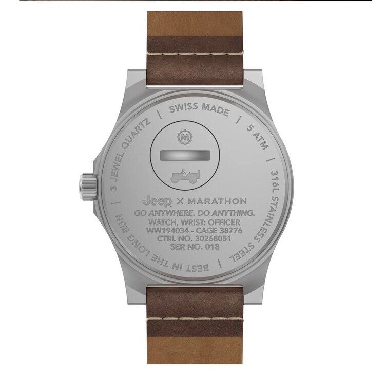 MARATHON MARATHON 41MM WILLYS SSGPQ JEEP® X MARATHON OFFICER'S QUARTZ, TYPE II, Since 1941, the Jeep brand and Marathon have shared a mutual history of authentic military supply, manufacturing some of the most reliable tools on the market for use by Allied fo