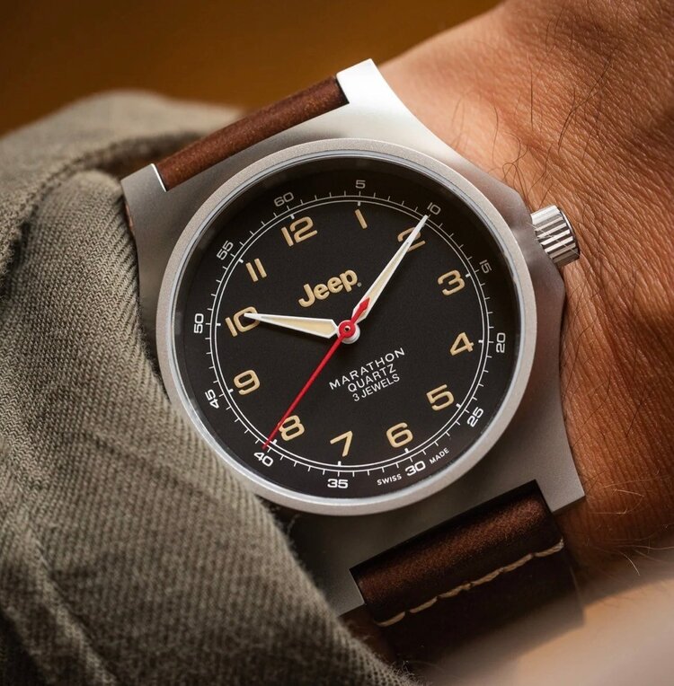 MARATHON MARATHON 41MM WILLYS SSGPQ JEEP® X MARATHON OFFICER'S QUARTZ, TYPE II, Since 1941, the Jeep brand and Marathon have shared a mutual history of authentic military supply, manufacturing some of the most reliable tools on the market for use by Allied fo