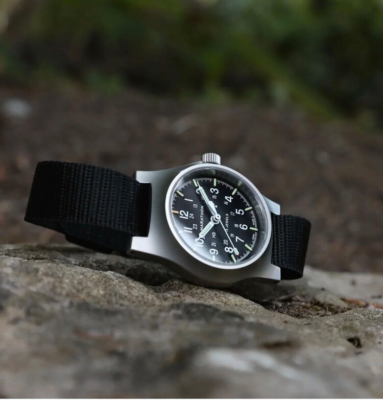 MARATHON MARATHON 36MM SSGPM STANDARD-ISSUE, TRITIUM OFFICER'S MECHANICAL, TYPE II,  Commonly known as the Officer’s Field Watch Mechanical (OFM) or Stainless Steel General Purpose Mechanical (GPM-SS).