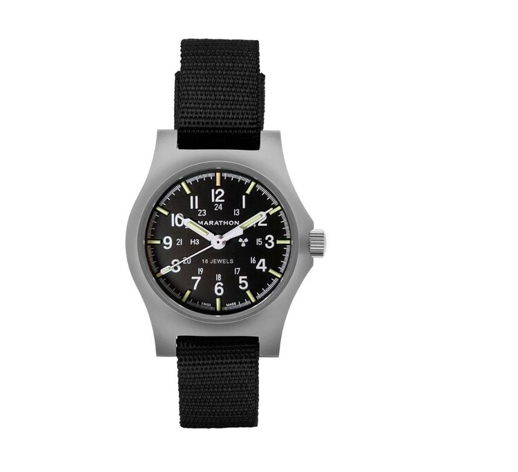 MARATHON MARATHON 36MM SSGPM STANDARD-ISSUE, TRITIUM OFFICER'S MECHANICAL, TYPE II,  Commonly known as the Officer’s Field Watch Mechanical (OFM) or Stainless Steel General Purpose Mechanical (GPM-SS).