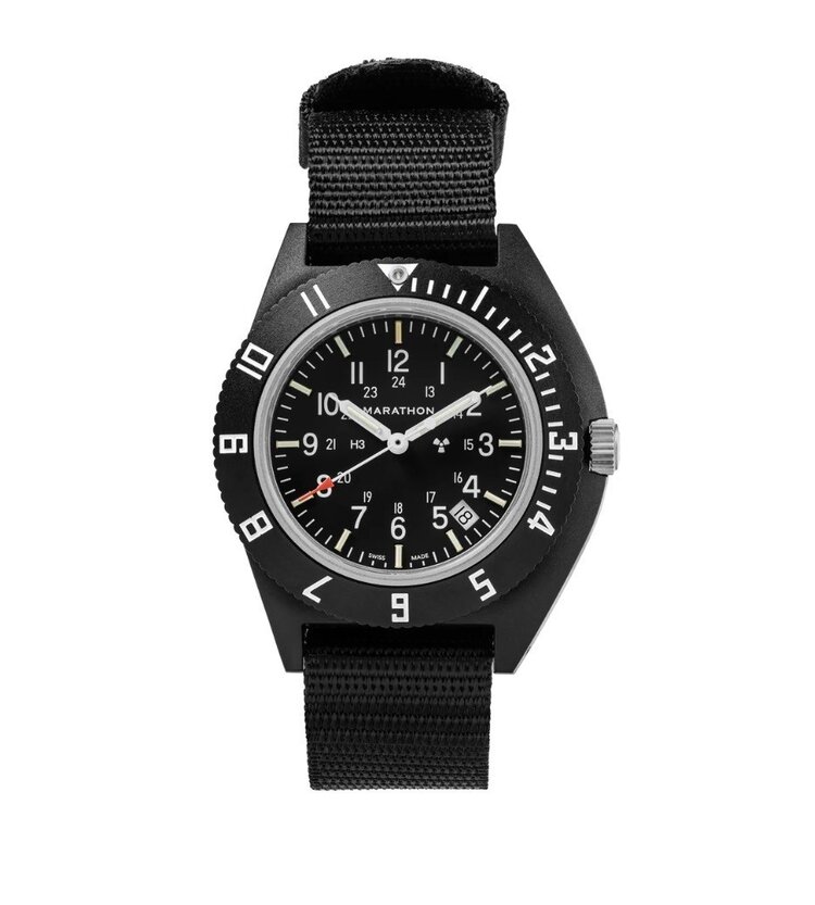 MARATHON MARATHON 41MM NAV-D , STANDARD-ISSUE, TRITIUM PILOT'S QUARTZ, TYPE II, The Marathon Pilot’s Navigator was developed in partnership with Kelly Air Force Base in 1986.