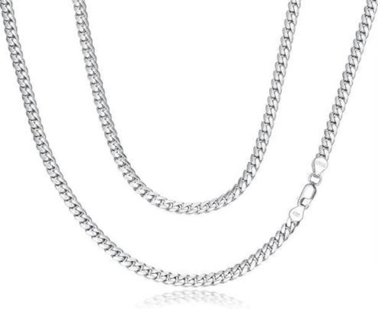 BLACKJACK (X) 925 22’’ 4MM 26.5G , SILVER CUBAN CHAIN, 22 INCHES, 21.5 GRAMS, 4MM