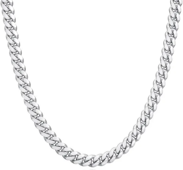 BLACKJACK (X) 925 22’’ 8MM 91.5G , SILVER CUBAN CHAIN, 8MM, 91.5 GRAMS