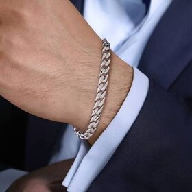 BLACKJACK (X) 925 8’’ 34.8G 8MM, SILVER 8MM CUBAN BRACLET, 8 INCHES, 34.8 GRAMS