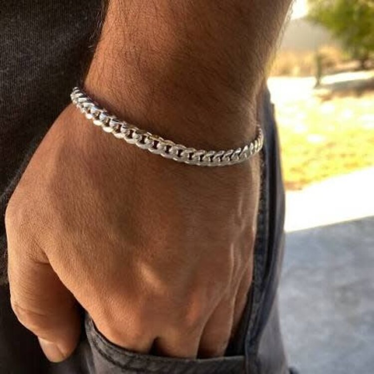 (X) 925 8.5’’ 23.5G 6MM, SILVER CUBAN BRACELET, 6MM, 8.5 INCHES