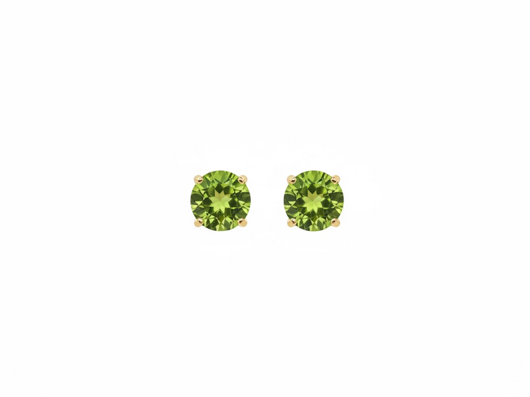(R)14KY 6MM PERIDOT ROUND STUD EARRINGS