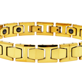 BLACKJACK (Y)18K GP TUNG MEN’S 18K GOLD PLATED TUNGSTEN LINK BRACELET