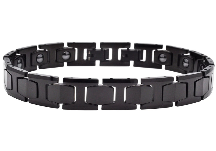 BLACKJACK (Y)TUNG MEN’S BLACK TUNGSTEN LINK BRACELET