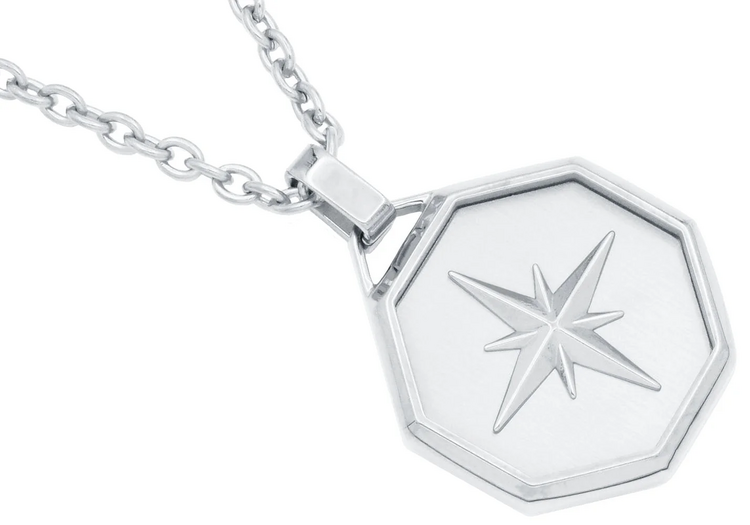 BLACKJACK (R)BJ 24” COMPASS STAINLESS STEEL MEN’S PENDANT