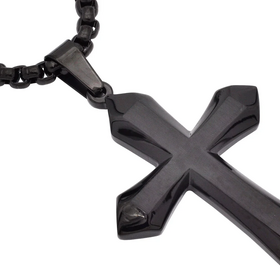 BLACKJACK (Y)BJ STEEL CROSS IN BLACK 24” CHAIN