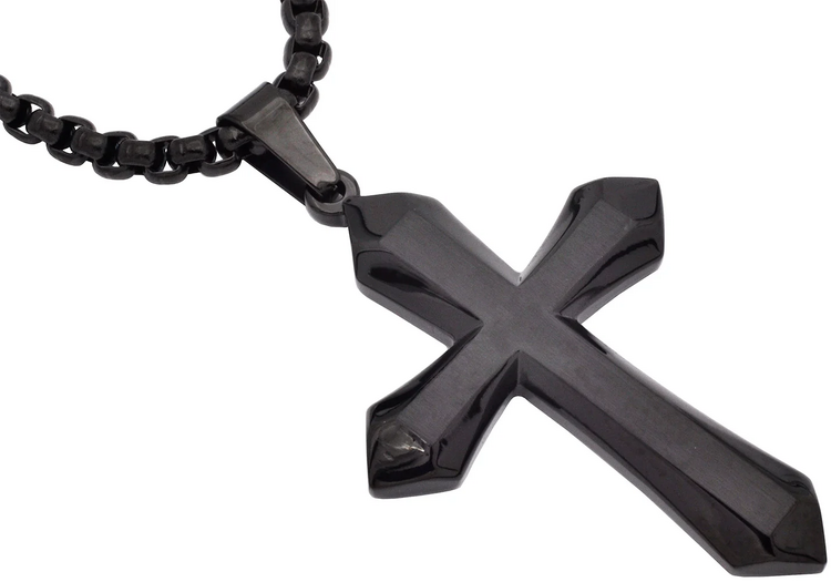 BLACKJACK (Y)BJ STEEL CROSS IN BLACK 24” CHAIN