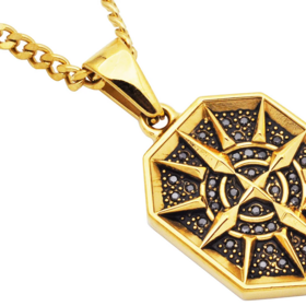 BLACKJACK (Y)18K GP CZ COMPASS WITH BLACK CUBIC ZIRCONIA