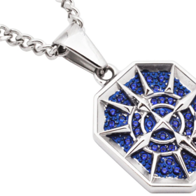 BLACKJACK (Y)STEEL CZ COMPASS WITH BLUE CUBIC ZIRCONIA