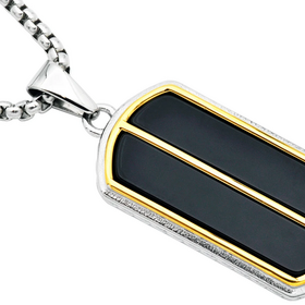 BLACKJACK (Y)ONYX STEEL DOG TAG WITH ROUND BOX CHAIN